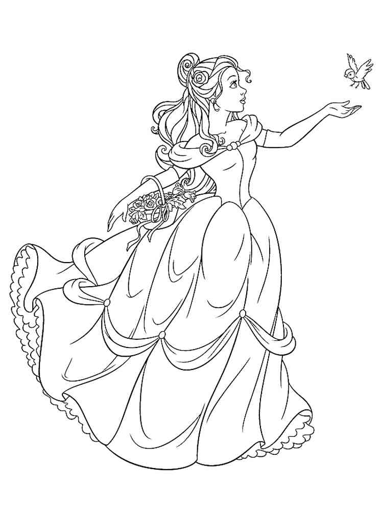 Belle and the Bird coloring page