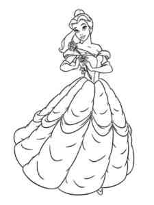 Belle with flower coloring page
