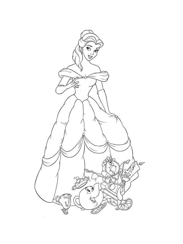 Belle and her friends coloring page