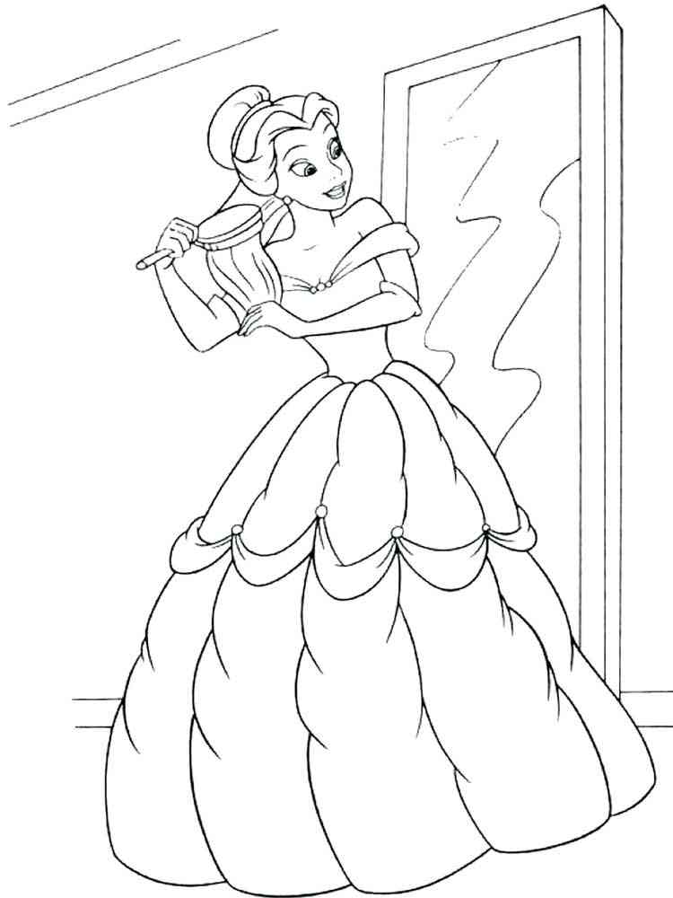 Belle at the mirror coloring page