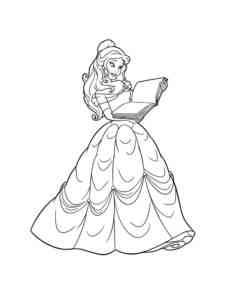 Belle with a book coloring page