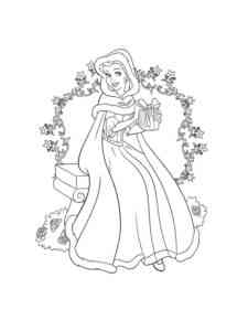 Belle with a Christmas present coloring page