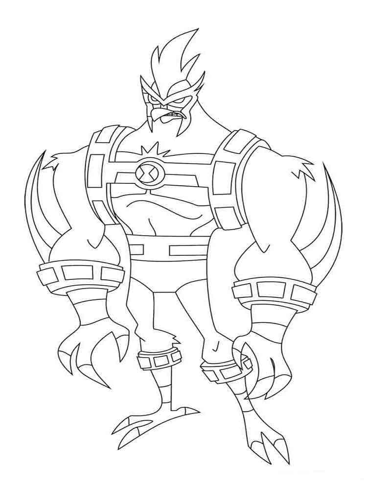 Kickin Hawk from Ben 10 coloring page