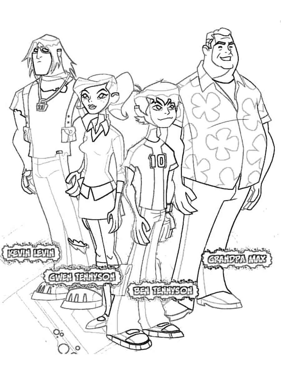 Ben 10 Characters coloring page