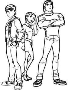 Gwen, Ben and Kevin coloring page