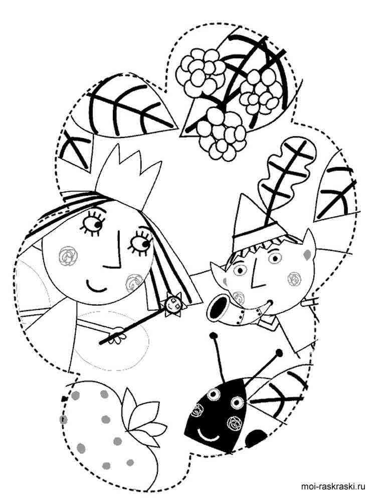 Cartoon Ben and Holly coloring page