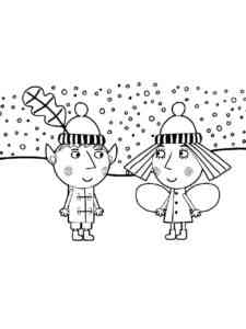 Winter Ben and Holly coloring page