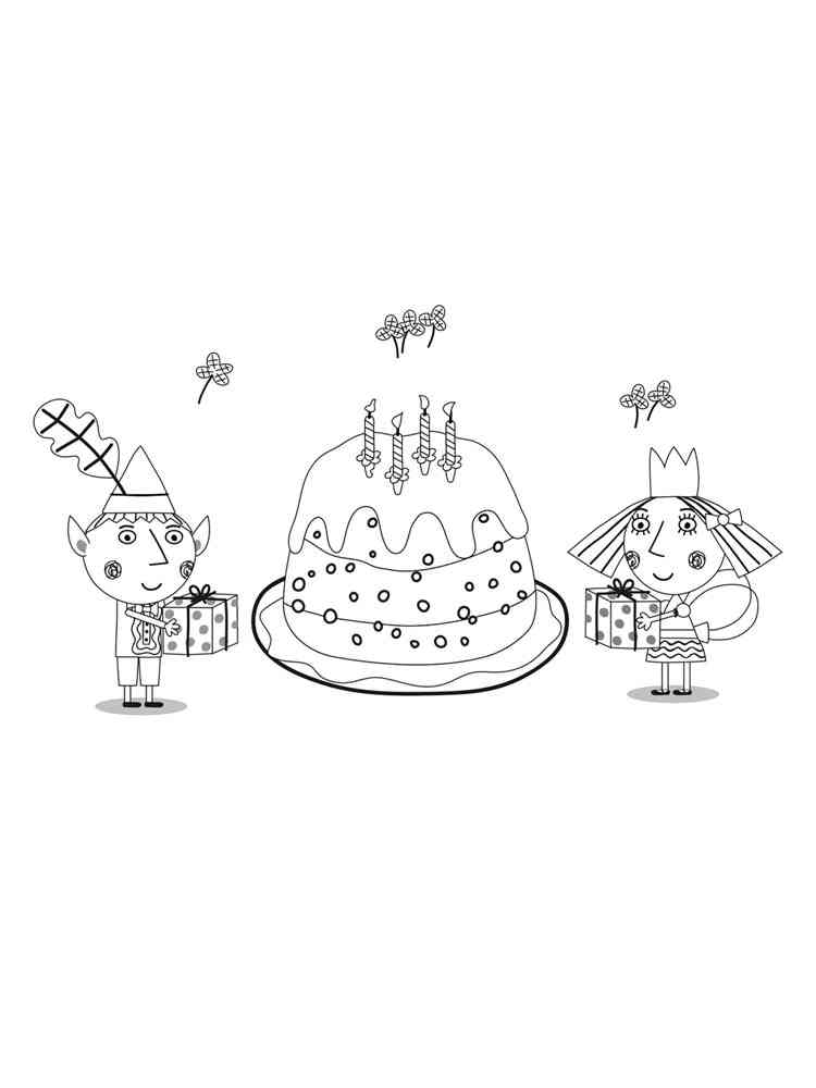 Ben and Holly with Cake coloring page