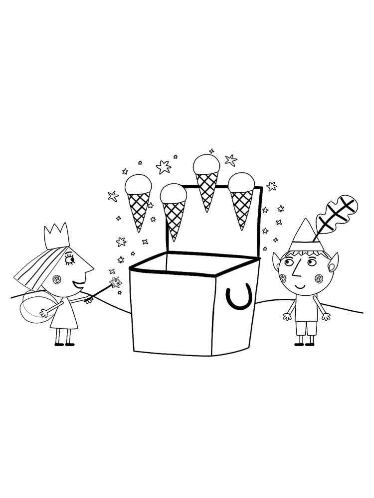 Ben and Holly with Ice Cream coloring page