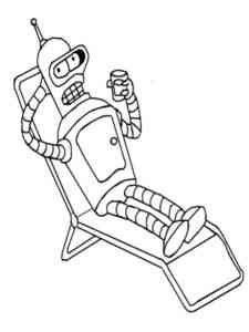 Bender lies on the chaise lounge coloring page