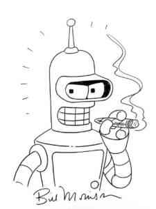 Bender with Cigar coloring page