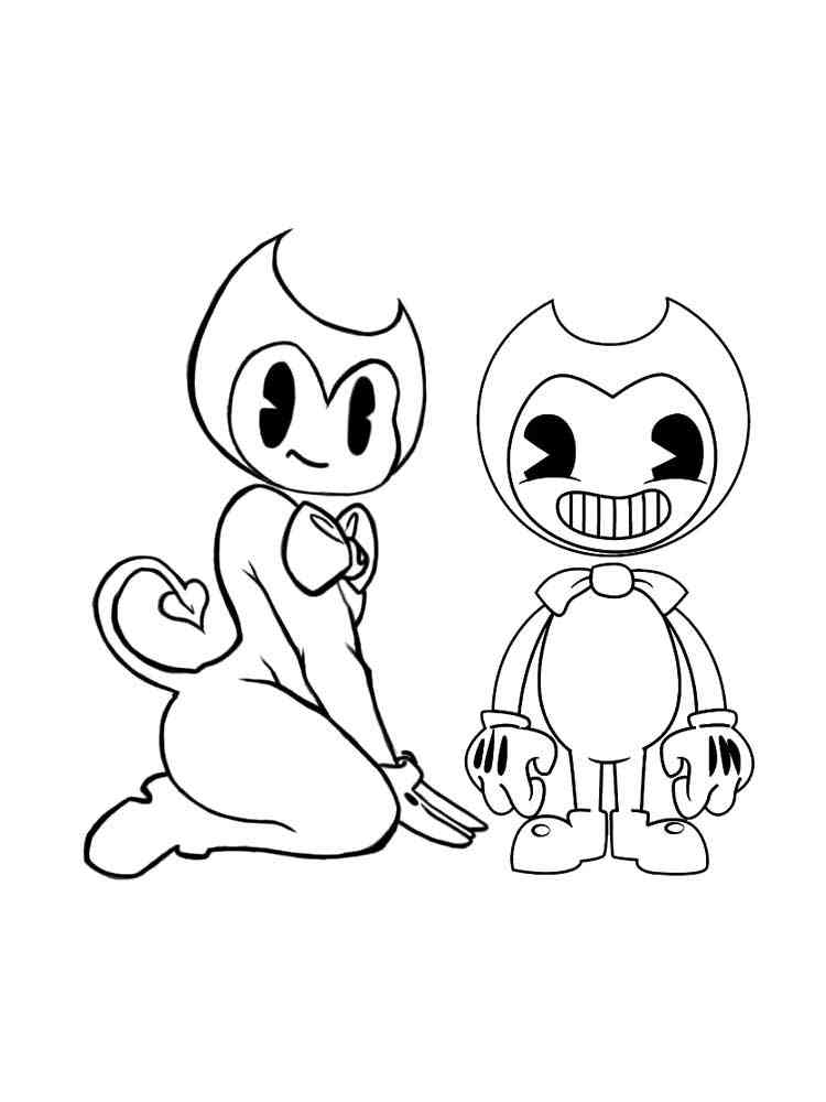 Bendy and Devil coloring page