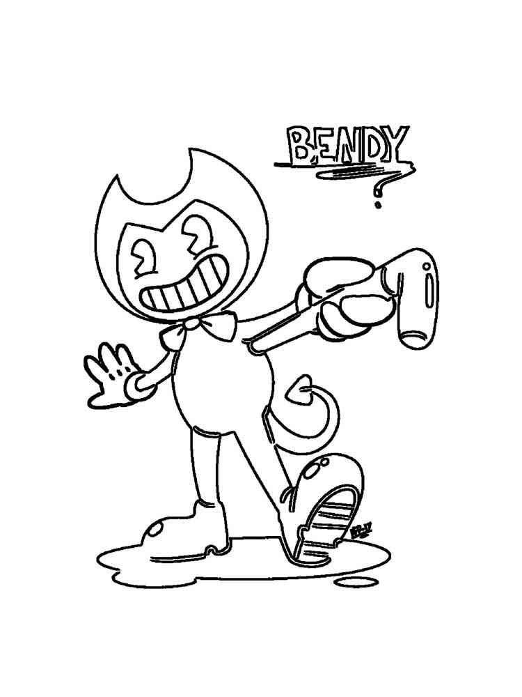 Happy Bendy coloring page