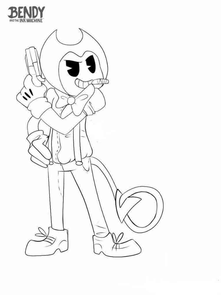 Bendy with a Gun coloring page