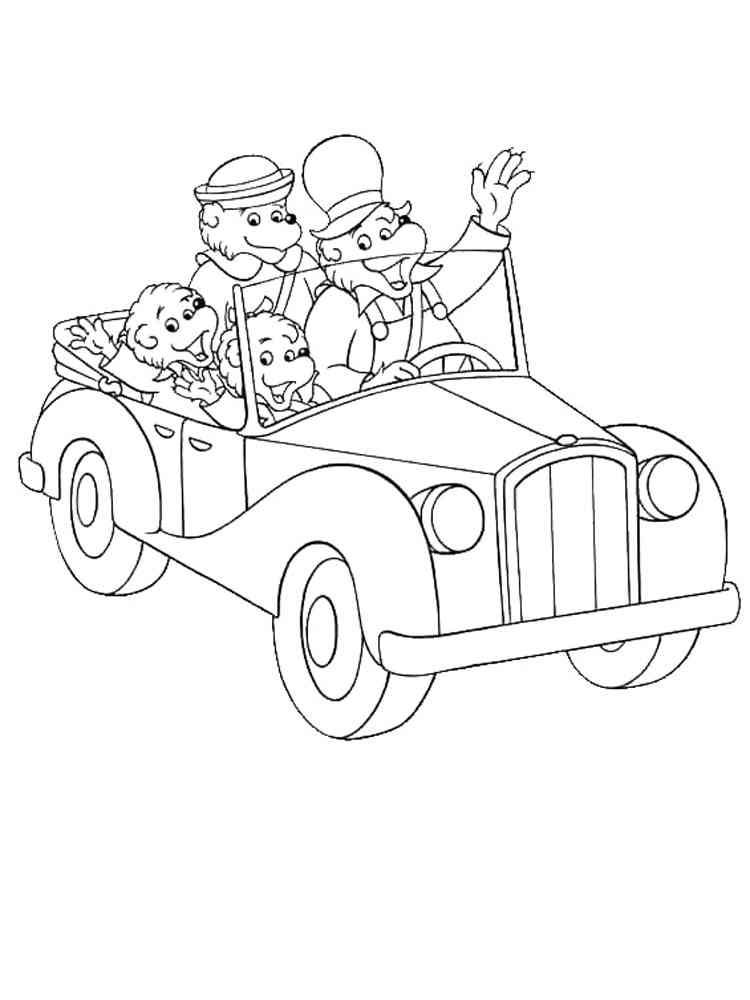 Berenstain Bears on the Car coloring page