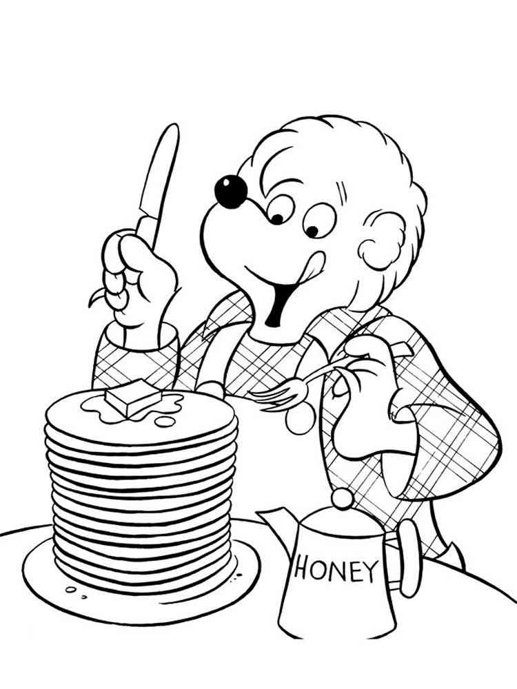 Papa Bear Eats Pancakes coloring page