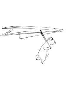 Bernard Bear flies on an airplane coloring page