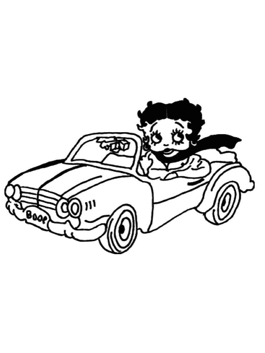 Betty Boop in a Convertible coloring page