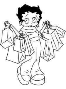 Betty Boop with shopping coloring page