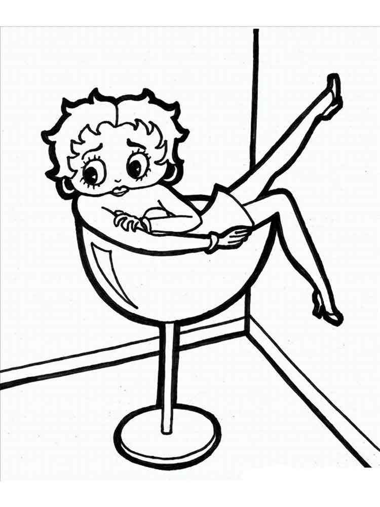 Betty Boop in the chair coloring page