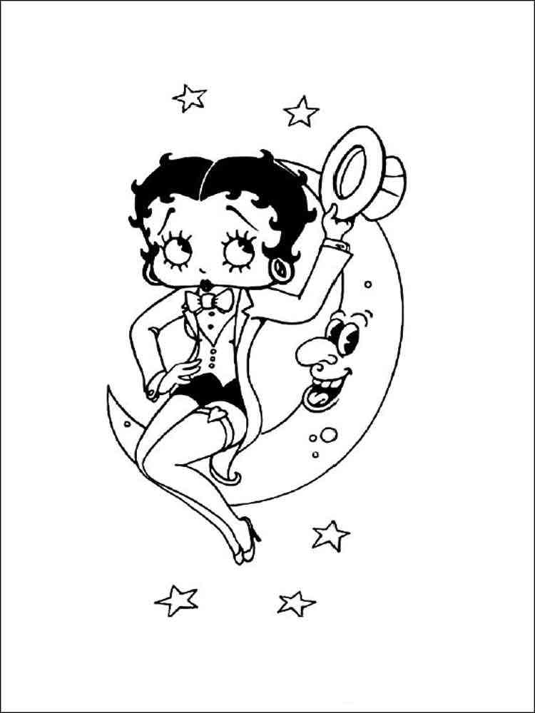 Betty Boop on the Moon coloring page