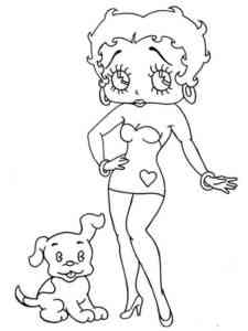 Betty Boop and dog coloring page
