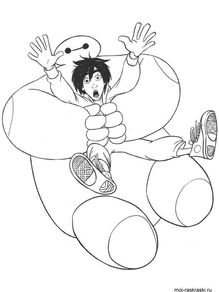Baymax holds the Hiro coloring page