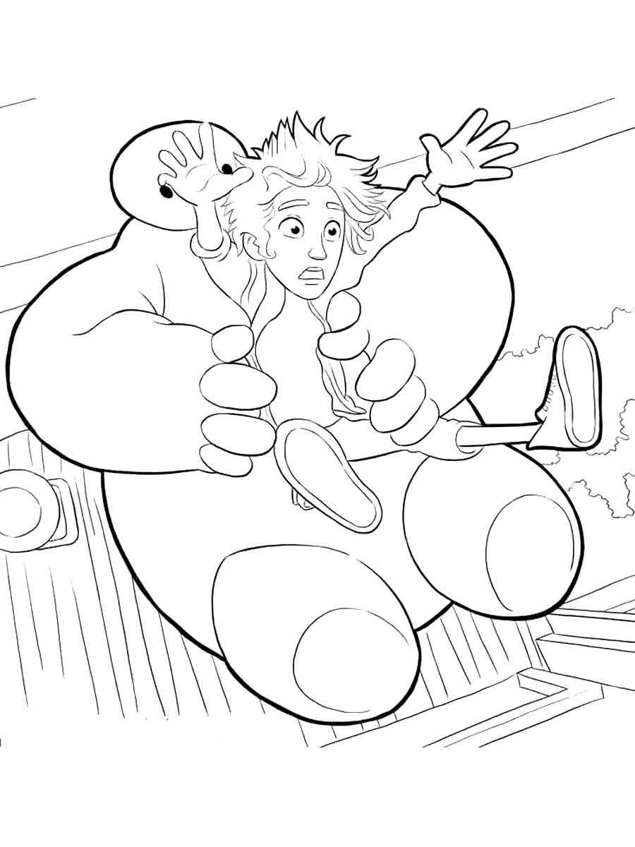 Hiro and Baymax from Big Hero 6 coloring page