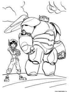 Baymax with Hiro coloring page