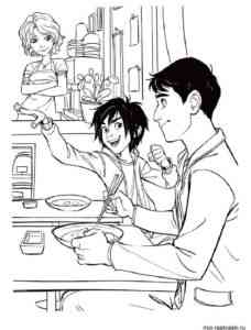 Hamada Family from Big Hero 6 coloring page