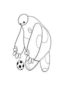 Baymax plays with the ball coloring page