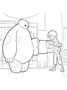 Hiro makes armored for Baymax coloring page