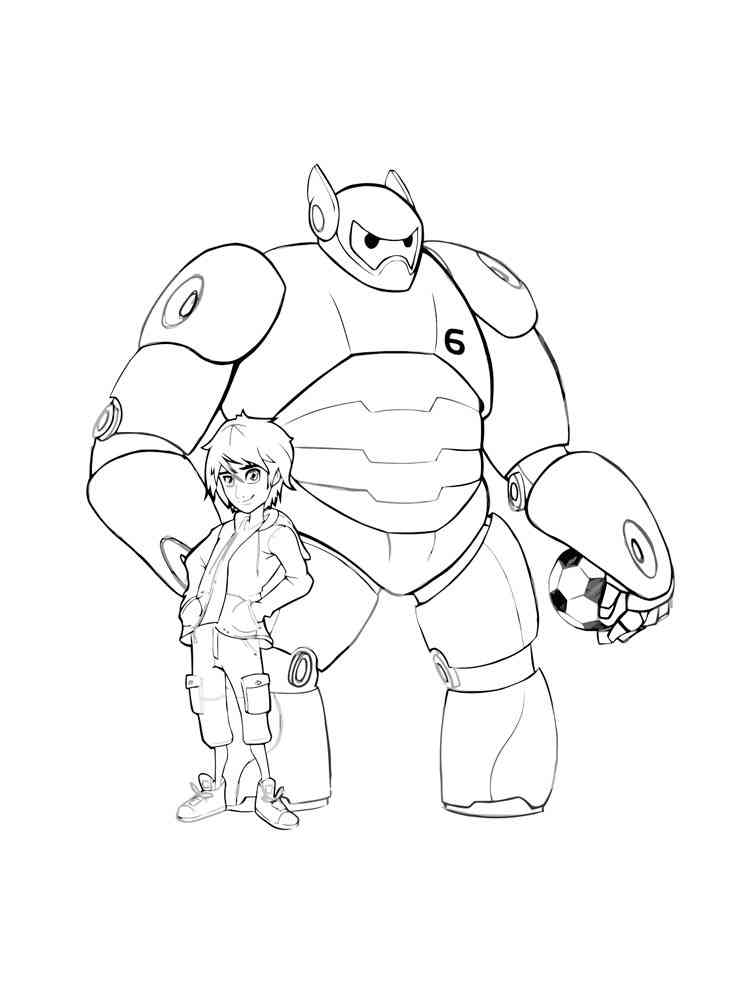 Armored Baymax and Hiro coloring page