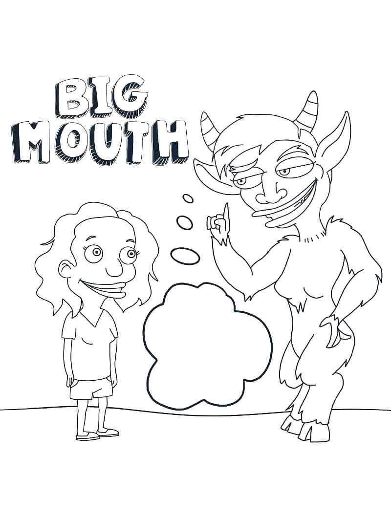 Cartoon Big Mouth coloring page