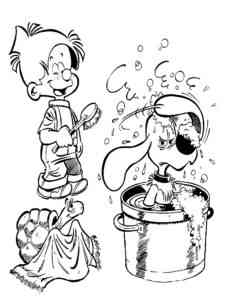 Billy washes Buddy coloring page