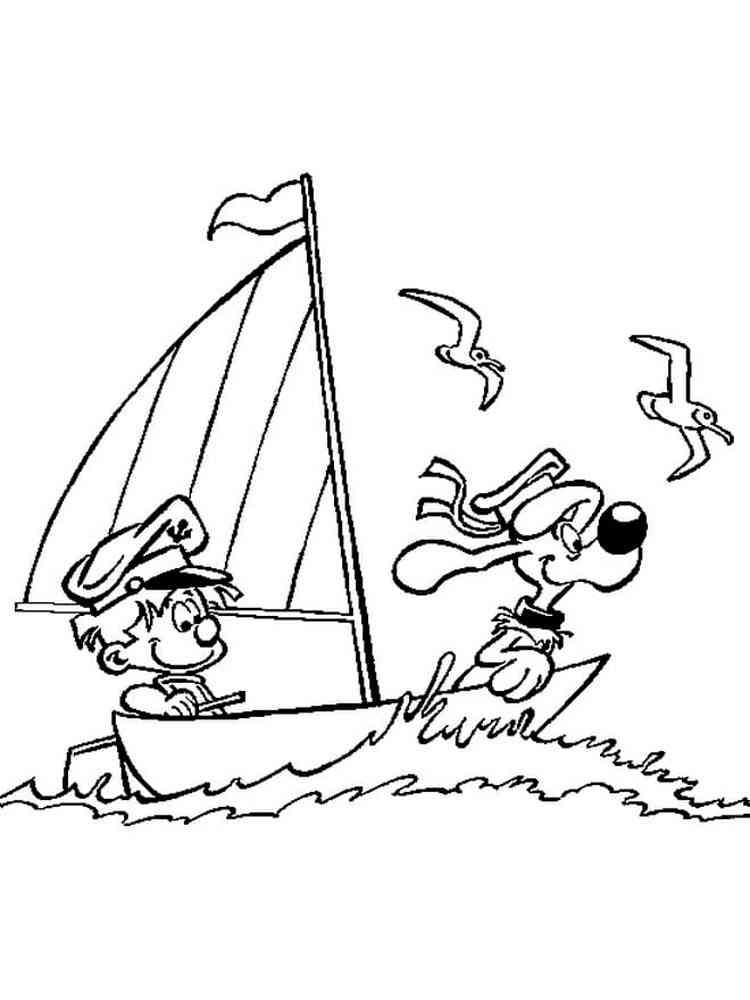 Billy and Buddy sailing on a boat coloring page