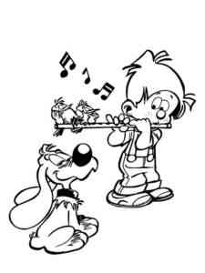 Billy and Buddy play the flute coloring page