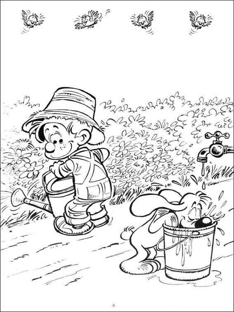 Billy and Buddy water the flowers coloring page