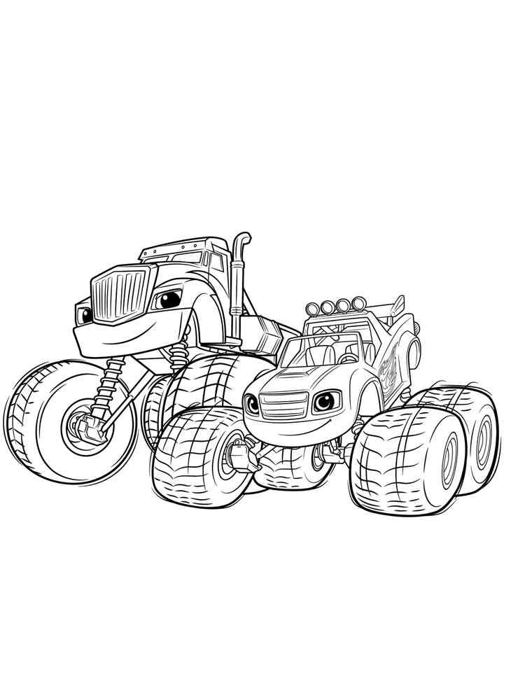 Blaze and Crusher coloring page