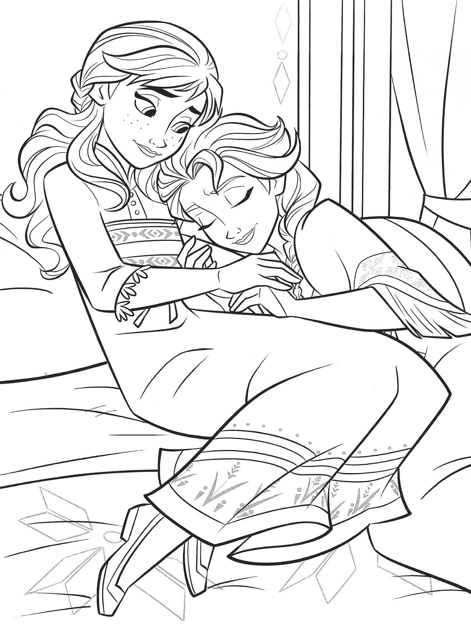 Elsa and Anna 1 coloring page