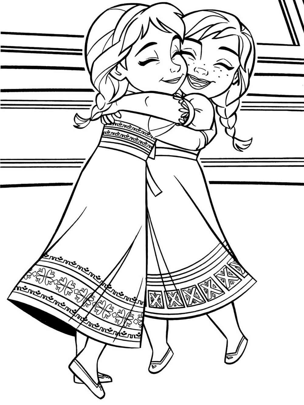 Elsa and Anna 12 coloring page