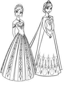 Elsa and Anna 14 coloring page
