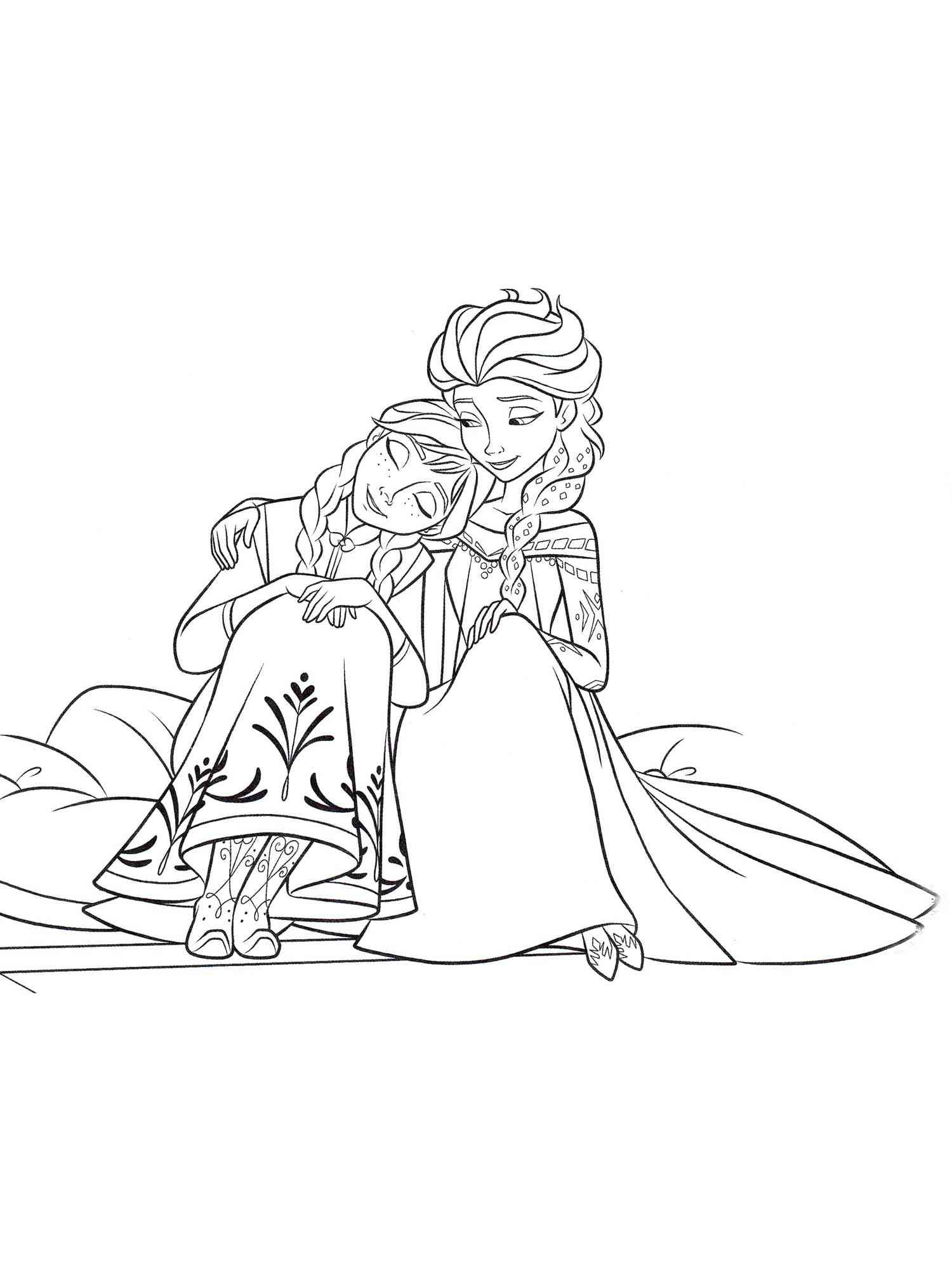 Elsa and Anna 15 coloring page