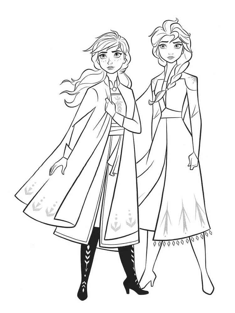 Elsa and Anna 16 coloring page