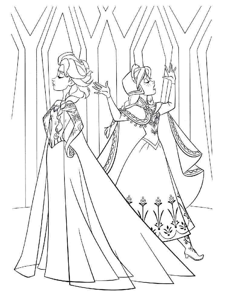 Elsa and Anna 18 coloring page