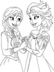 Elsa and Anna 3 coloring page