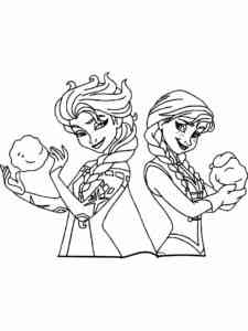 Elsa and Anna 5 coloring page