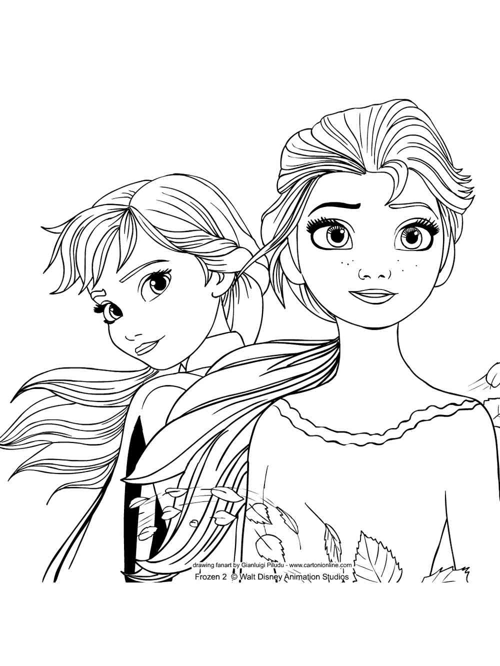 Elsa and Anna 6 coloring page