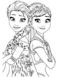Elsa and Anna 7 coloring page
