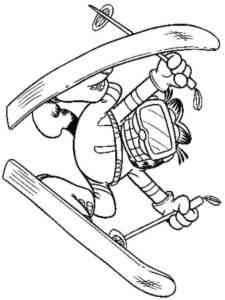 Garfield alpine skier coloring page